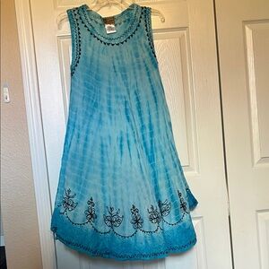 Ingear Light Blue Dress with Black Embroidery